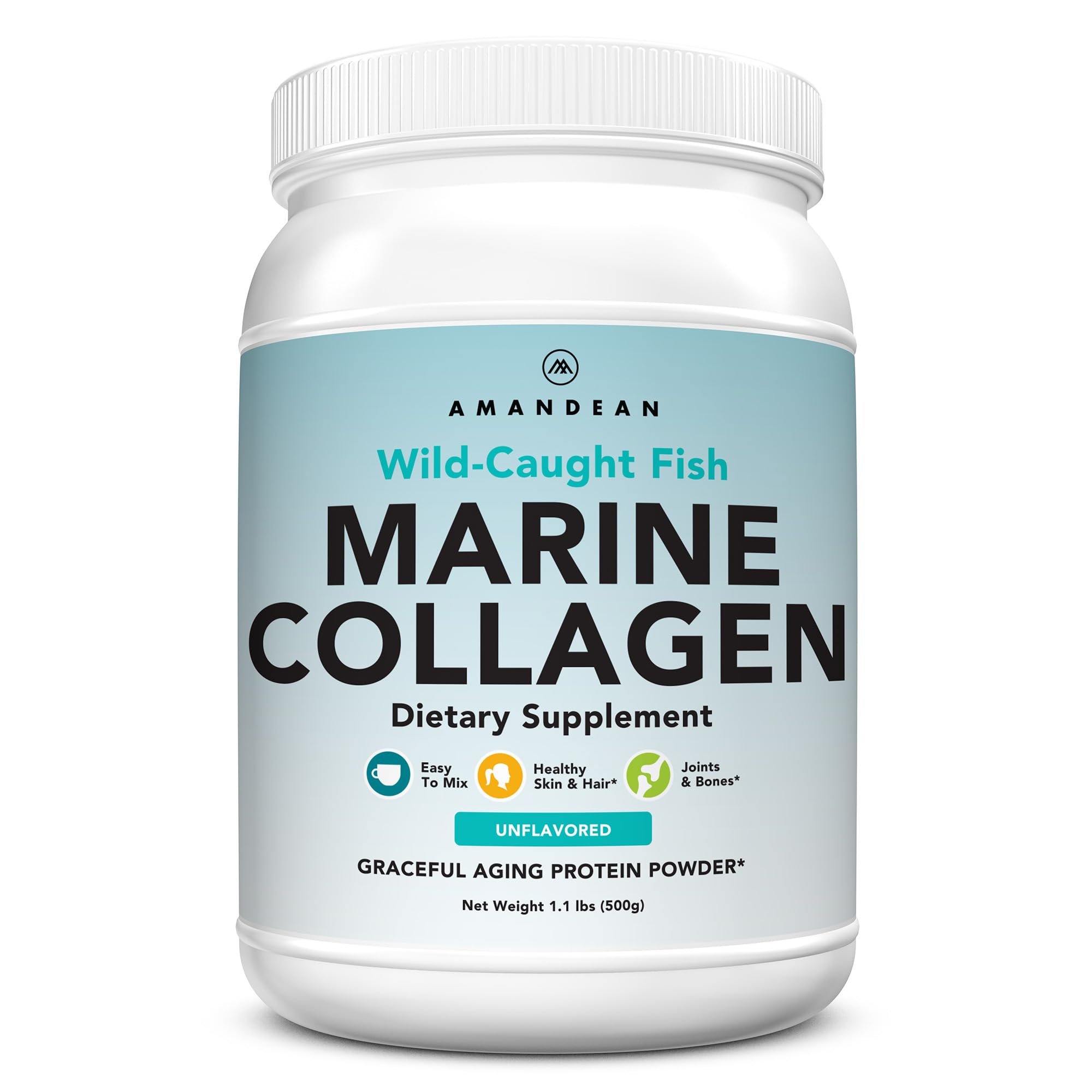 AMANDEAN Marine Collagen Peptides Powder. Double Hydrolyzed for Increased Absorption. Wild-Caught Fish Collagen Supplement. Type 1 & 3 Collagen Protein. 18 Amino Acids for Skin, Hair, Nails. AMANDEAN buy supplements Au
