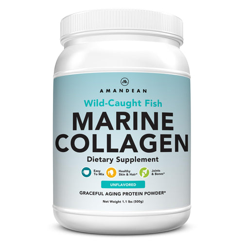 AMANDEAN Marine Collagen Peptides Powder. Double Hydrolyzed for Increased Absorption. Wild-Caught Fish Collagen Supplement. Type 1 & 3 Collagen Protein. 18 Amino Acids for Skin, Hair, Nails. AMANDEAN buy supplements Au