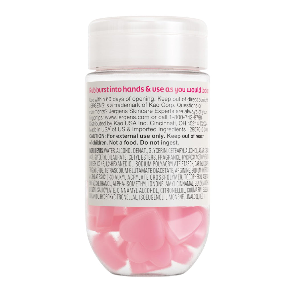 Jergens Cherry Almond Lotion Bursts, Squishy Heart-Shaped Moisturizer Bursts, Lotion Gifts for Teens, 38 Ct
