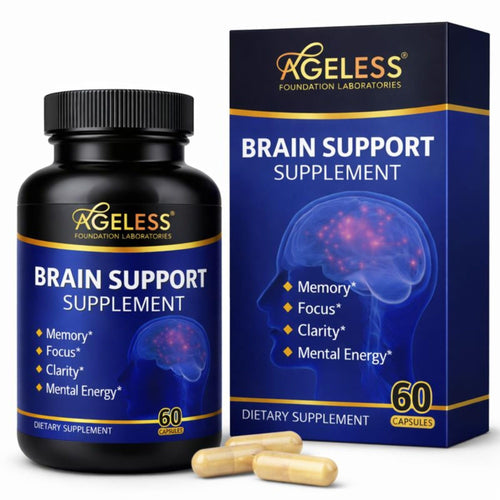 Ageless Brain Supplements for Memory and Focus 1000 MG | Cognitive Improvement | Formulated with Clinically Studied Ingredients | Support Mental Clarity & Neuro Health | Vitamin B6, B12, 60 Capsules Ageless Foundation LaboratoriesBuy Supplements Australia