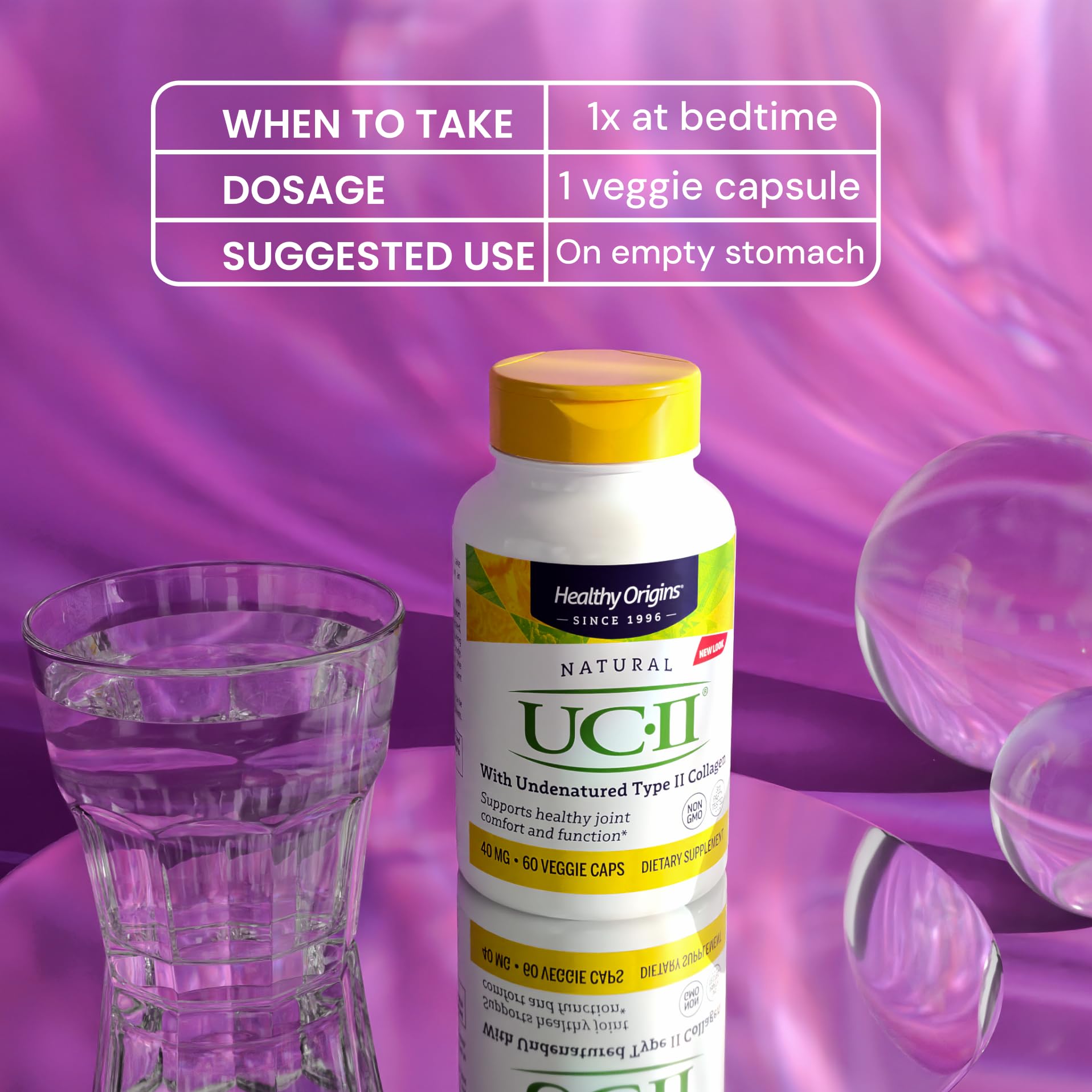Healthy Origins UC-II 40 mg, 120 Veggie Capsules - Featuring Clinically Studied Undenatured Type II Collagen - Supports Joint Comfort, Mobility & Flexibility