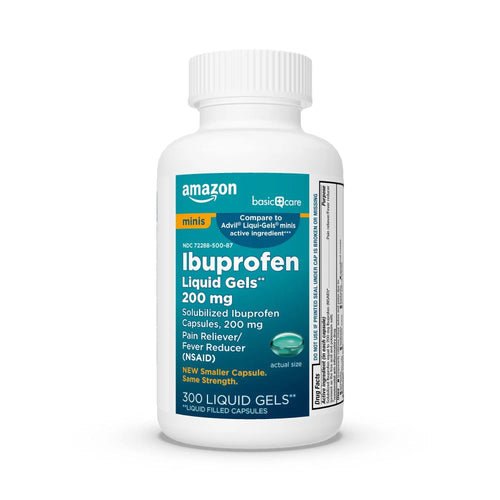 Amazon Basic Care Ibuprofen Mini Liquid Gels, 200 mg, Pain Reliever and Fever Reducer for Headache, Backache, Arthritis Pain, Menstrual Cramps and Toothaches, Fast-Acting, 300 Count Amazon Basic CareBuy Supplements Australia
