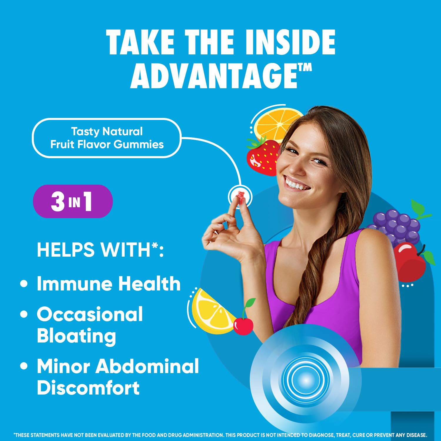 Digestive Advantage Probiotic Gummies For Digestive Health, Natural Fruit Flavors Vitamin D, Daily Probiotics For Women &Men Occasional Bloating, Minor Abdominal Discomfort & Gut Health, 80ct (2 Pack)