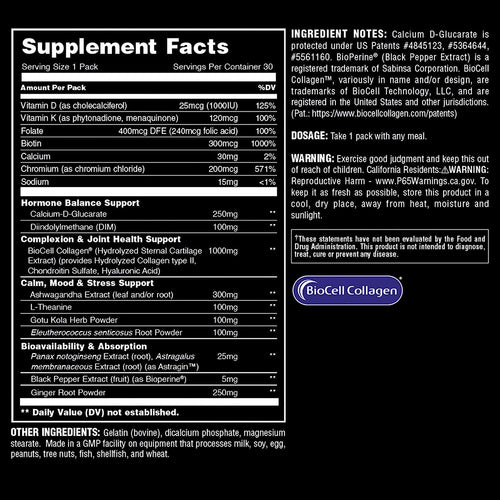 Animal Power Balance – Women's Alpha F Comprehensive Formula – Supports Hormonal Balance, Complexion, Hair, Nails, Mood and Stress, Intestinal Health, & Bone and Joint Health – 30 Packs Animal buy supplements Au