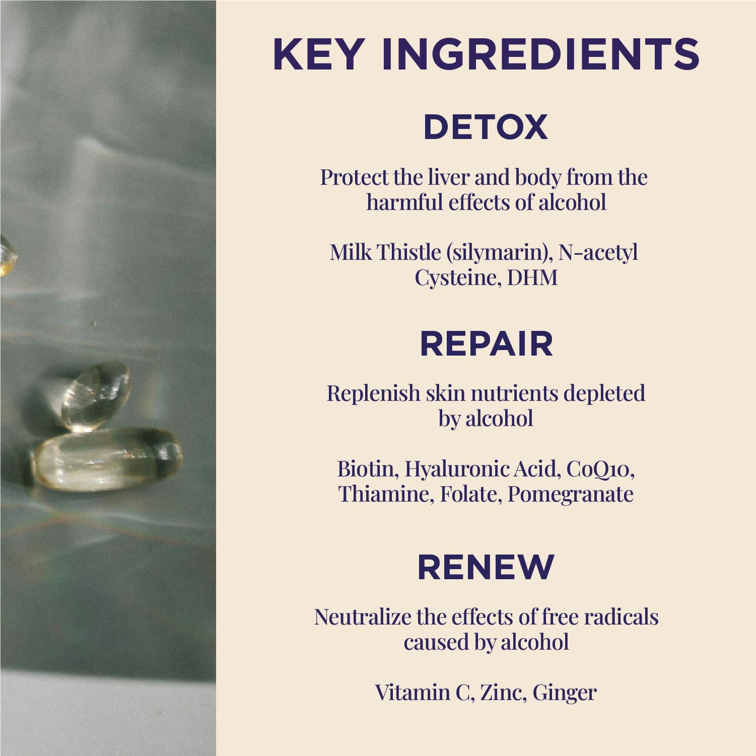 Nouel | Skin + Liver + Immunity Support | Recovery Supplement for Drinking | Milk Thistle, NAC, Hyaluronic Acid, CoQ10, Biotin,