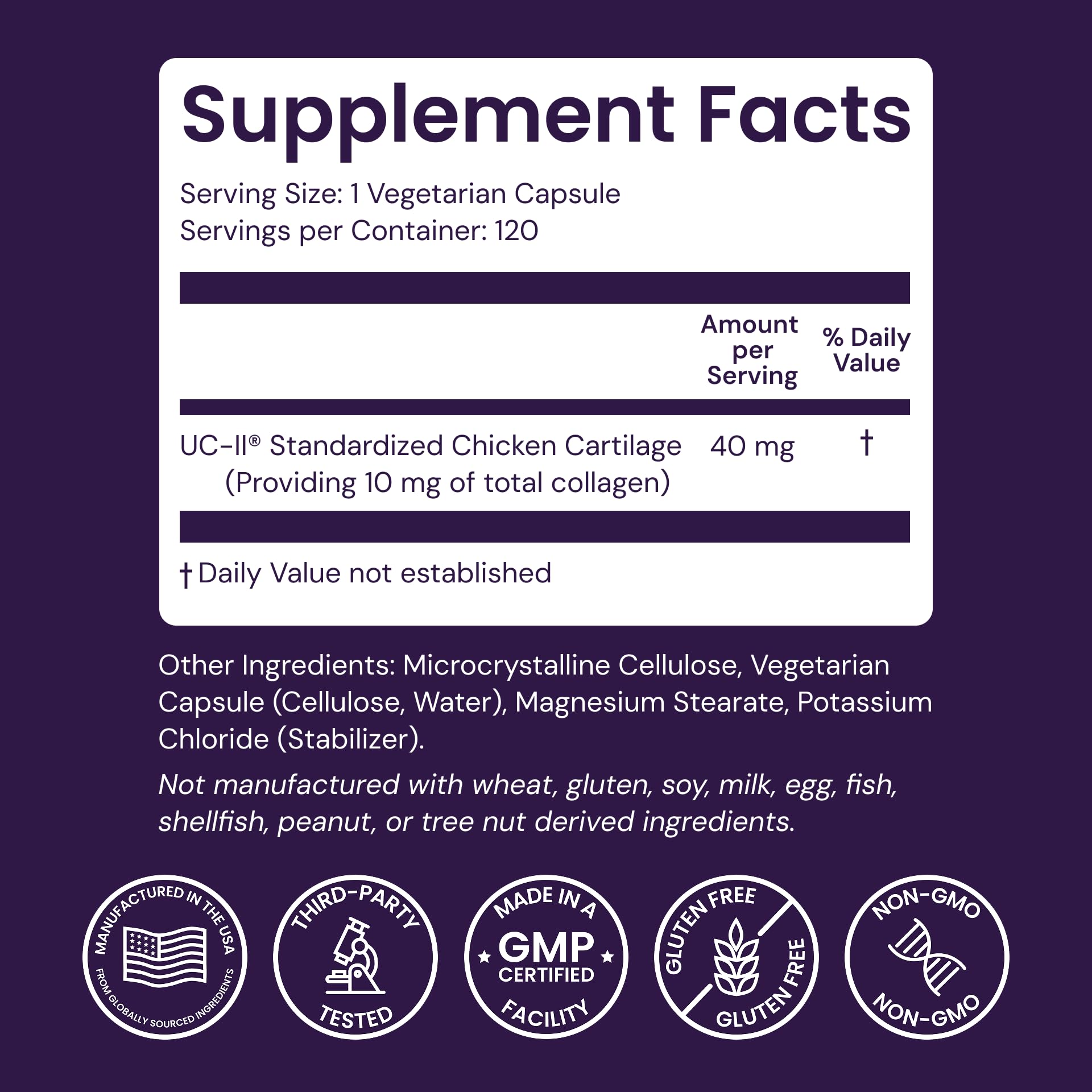 Healthy Origins UC-II 40 mg, 120 Veggie Capsules - Featuring Clinically Studied Undenatured Type II Collagen - Supports Joint Comfort, Mobility & Flexibility