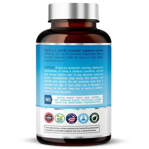 8 in 1 Magnesium Complex for Women & Men 426mg | 180 Vegan Capsules | MAG-8 Blend: Citrate, Bisglycinate, Malate, & More | Non-GMO Magnesio Complex Supplement | Provides 100% Daily Recommended Value Teraputics buy supplements Au