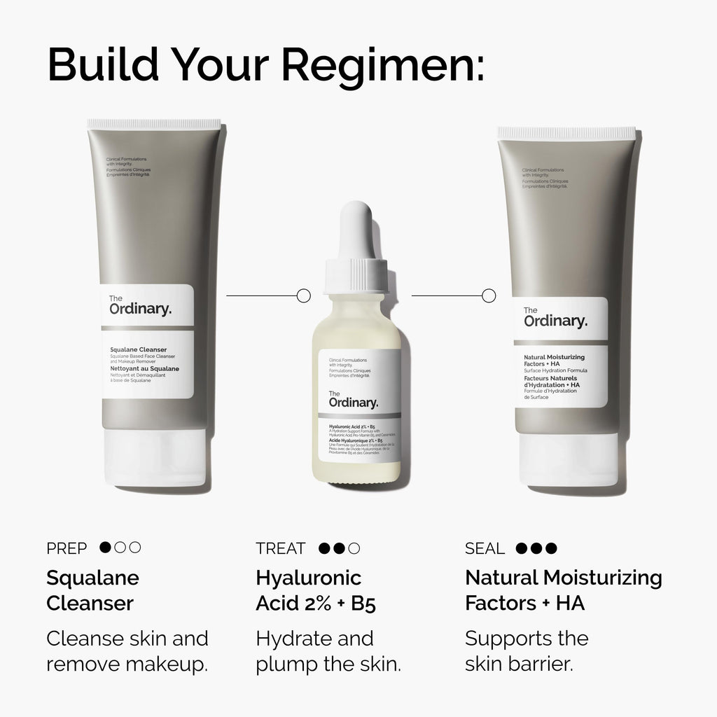 The Ordinary Hyaluronic Acid 2% + B5 (with Ceramides), Multi-Depth Hydration Serum for Plumper, Smoother Skin, 1 Fl Oz (Pack of 2)