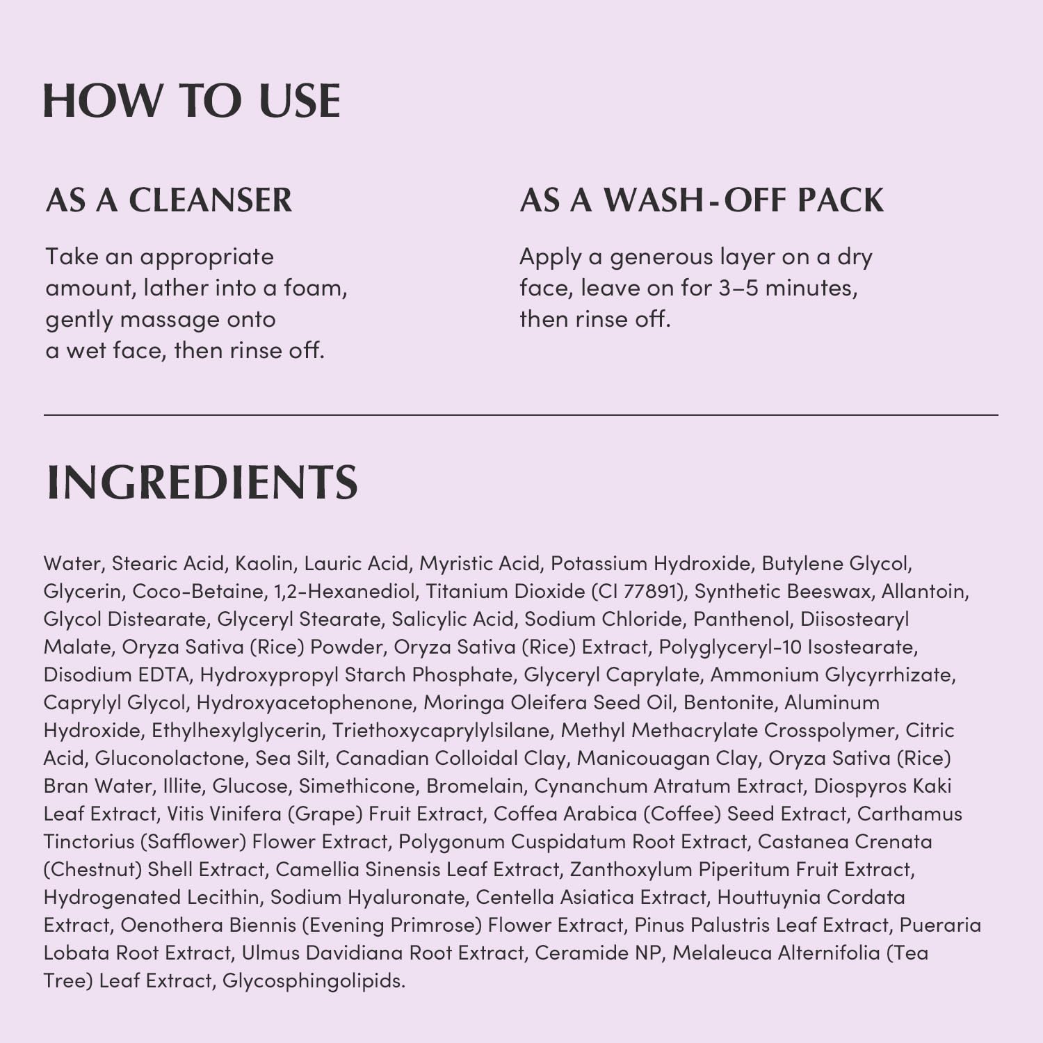 EQQUALBERRY Purple Rice Pore Purifying Pack Cleanser - Dual-Use Clay Mask & Foam Cleanser | Deep Cleansing for Pore Care & Skin Prep | AHA+BHA+PHA