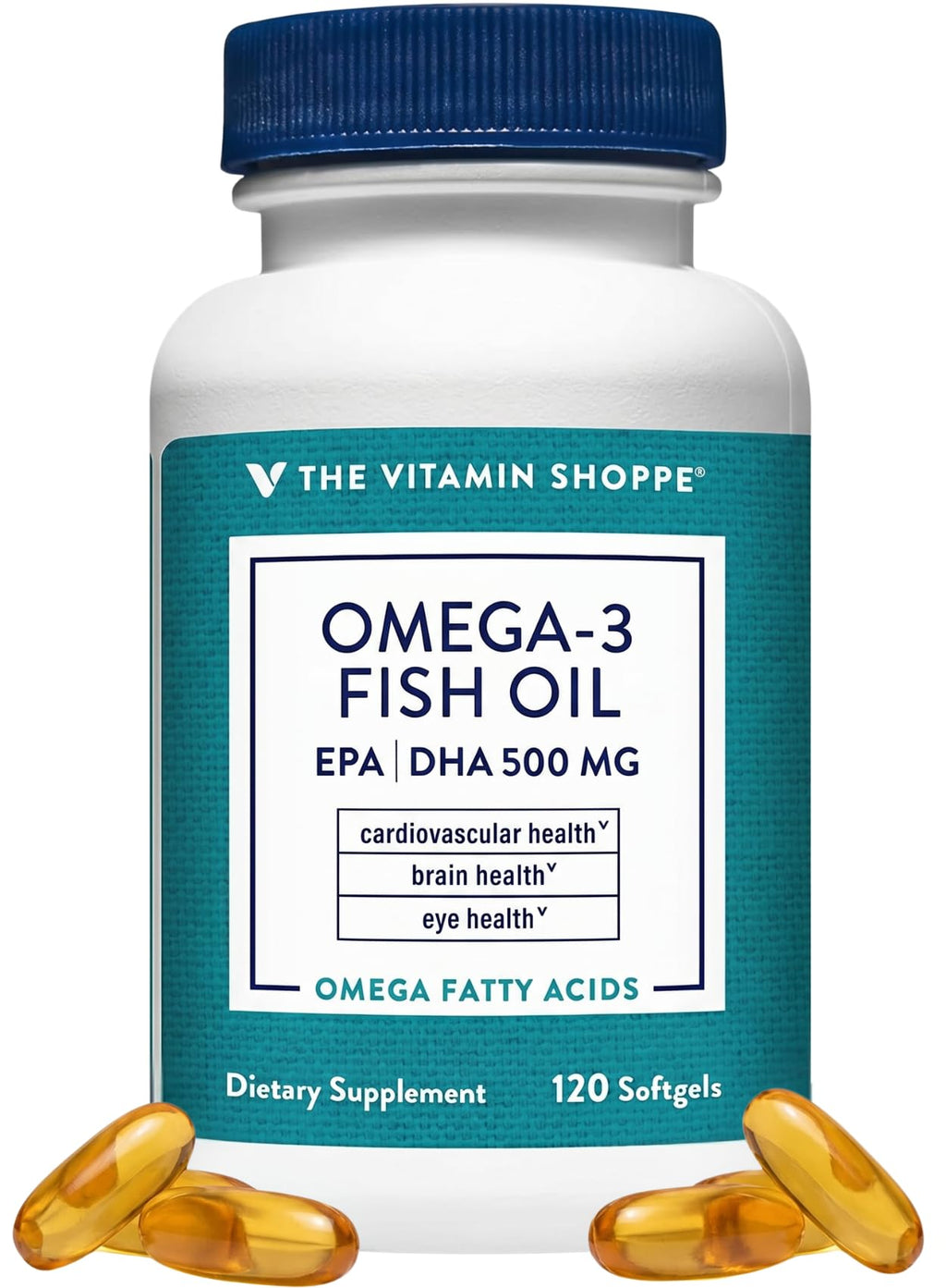 The Vitamin Shoppe Brand Omega 3 Fish Oil 1000mg with EPA DHA 500mg, Cardiovascular, Brain & Eye Health Support for Men and Women, Sourced from Anchovy,