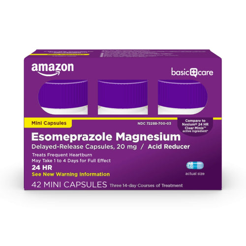 Amazon Basic Care Esomeprazole Magnesium Delayed-Release Mini Capsules, 20 mg, Acid Reducer, 24 Hour Heartburn Medicine, 42 Count Amazon Basic Care buy supplements Au