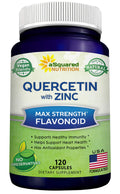 aSquared Nutrition Quercetin 1000mg with Zinc Supplement - 120 Capsules - Quercetin Dihydrate with Black Elderberry & Zinc - Max Strength Powder Complex