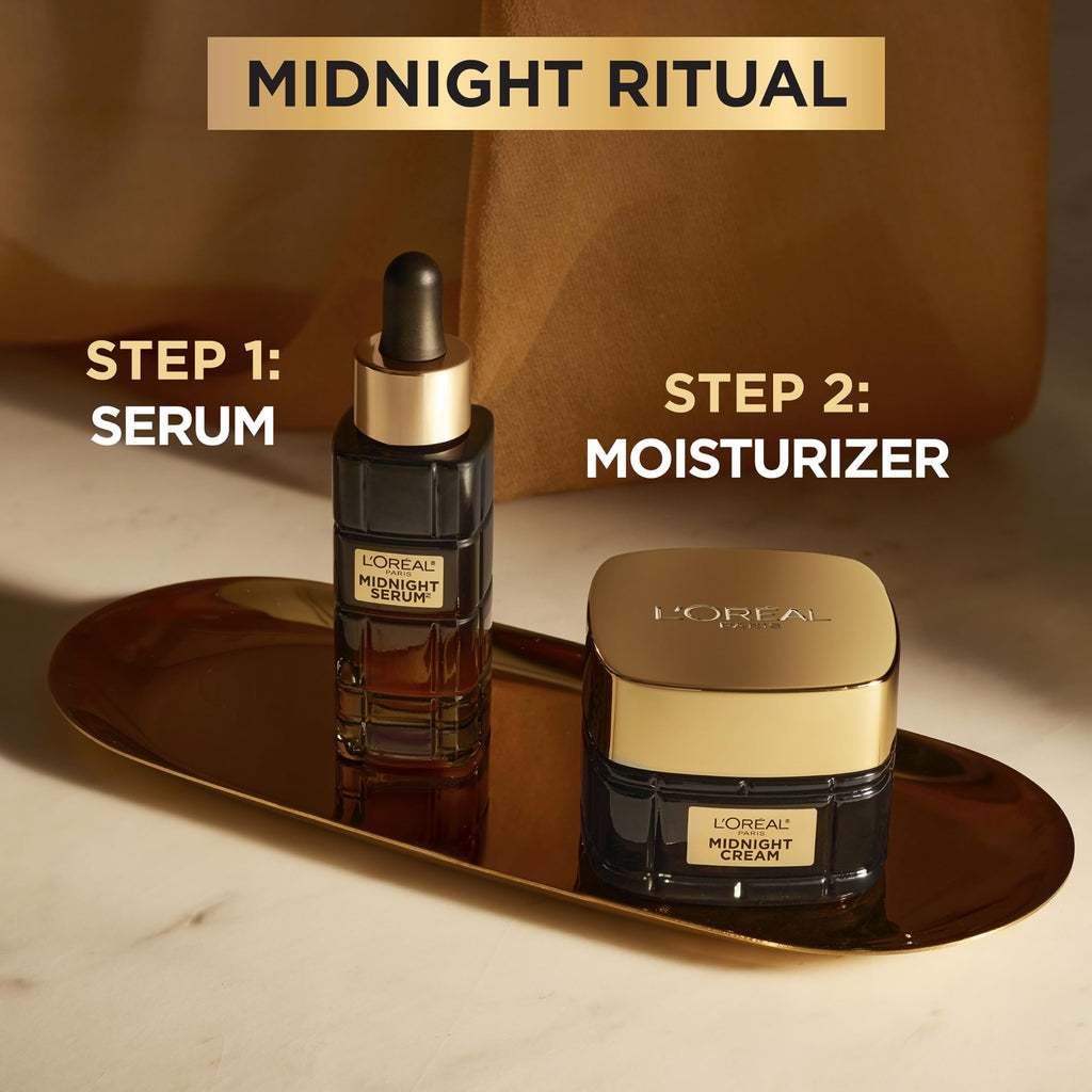 L'Oreal Paris Age Perfect Anti-Aging Midnight Cream, Face Moisturizer to Reduce Wrinkles and Firm Skin, 1.7oz + Serum Sample