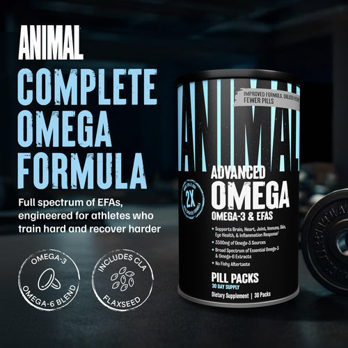 Animal Advanced Omega 3 Fatty Acids - 3500mg EPA DHA Fish Oil Omega 3 Supplement for Women & Men High Potency Blend with CLA GLA ALA for Brain Skin Eye Immune Joint Health 30 Pill Packs Animal buy supplements Au