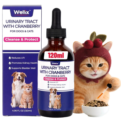 4oz Wellix Natural Cat & Dog UTI Treatment Drops,Cat & Dog Urinary Tract Infection Treatment - Cranberry & D-Mannose for Dogs & Cats - Kidney Health Supplement WellixBuy Supplements Australia