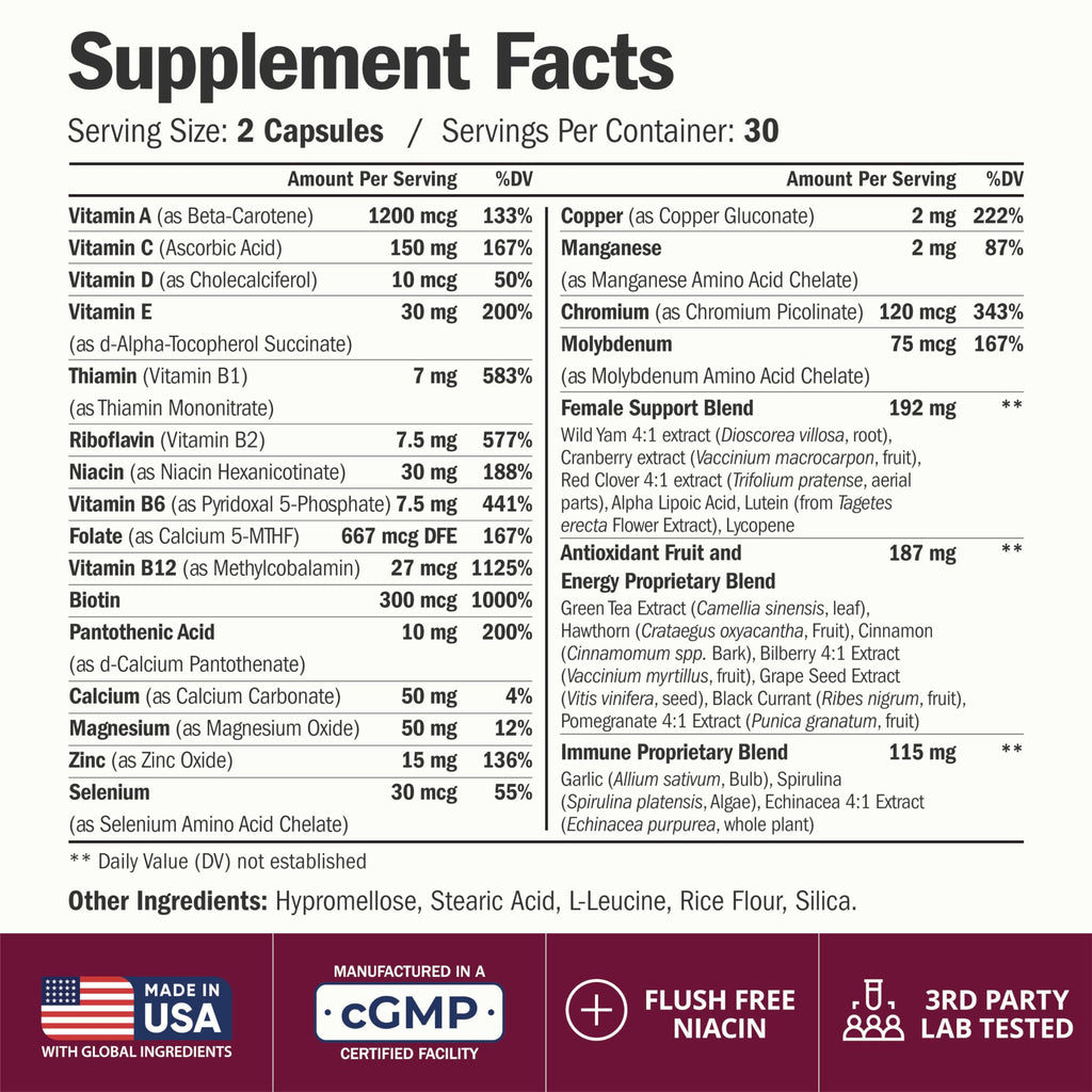 Multivitamin for Women with Methylated Vitamins and Chelated Minerals for Energy, Focus and Immune Health – Premium Daily Womens Multivitamins & Multiminerals – 60 Capsules Vimerson Health buy supplements Au
