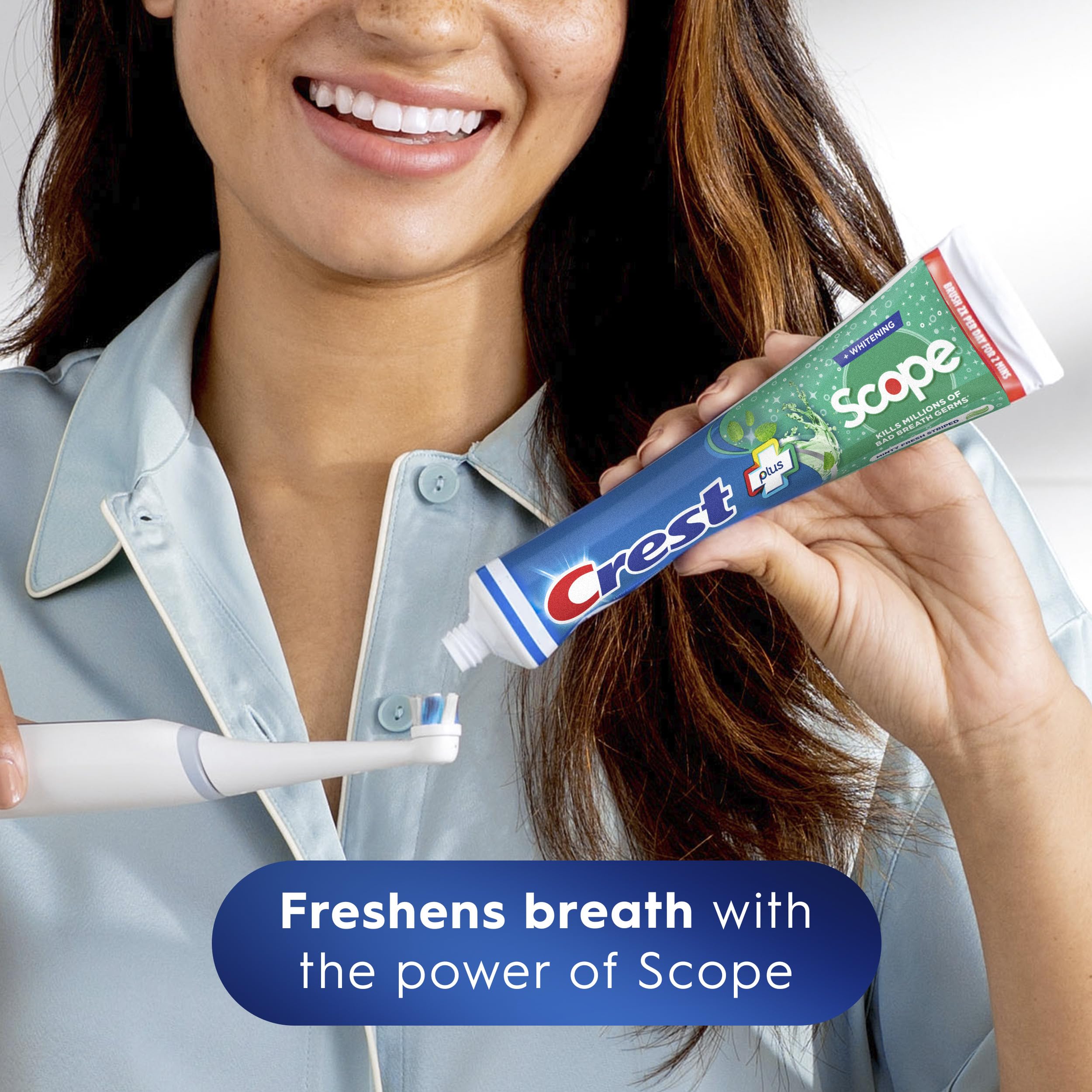 Crest + Scope Whitening Toothpaste - Pack of 3, 5.4 Oz Tubes - Anticavity Fluoride Toothpaste, Fresh Breath, Kills Germs - Tartar Protection,