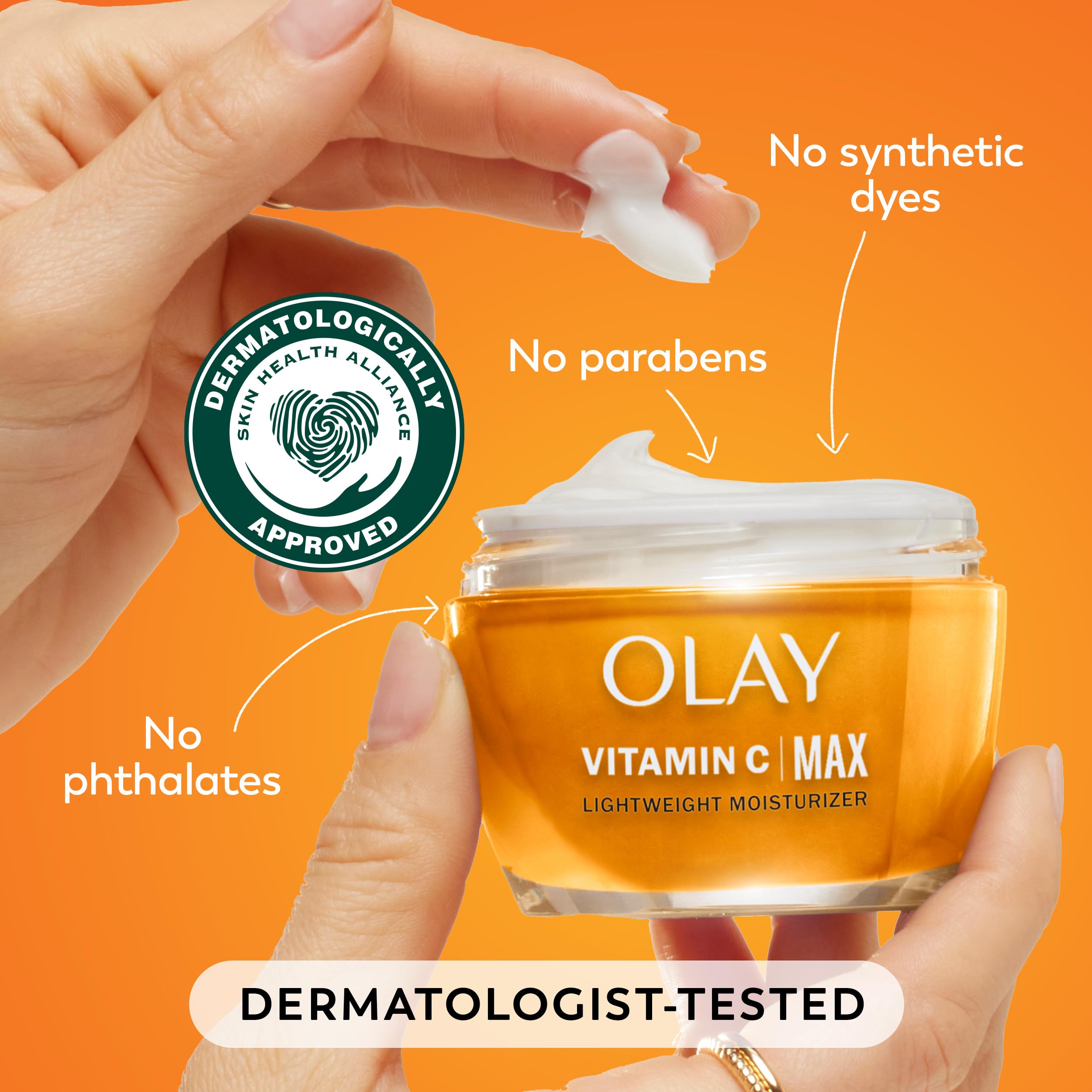 Olay, Vitamin C MAX Face Moisturizer, Brightening Cream for Women, Hydrating, Evens Tone, Dark Spot and Hyperpigmentation Reduction