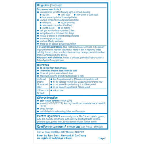 Aleve Liquid Capsules, Naproxen Sodium Capsules 220 mg (NSAID), Pain Reliever/Fever Reducer, Fast Pain Relief, 120 Count AleveBuy Supplements Australia
