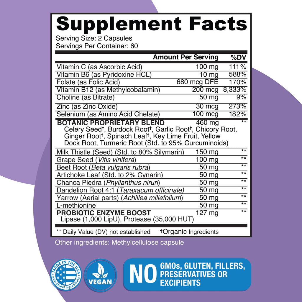 Naticura Liver Cleanse Plant-Based Formula - Vegan Full Spectrum Supplement with Milk Thistle, Vitamin C and Zinc for Liver Function and Immune Support - 120 Capsules