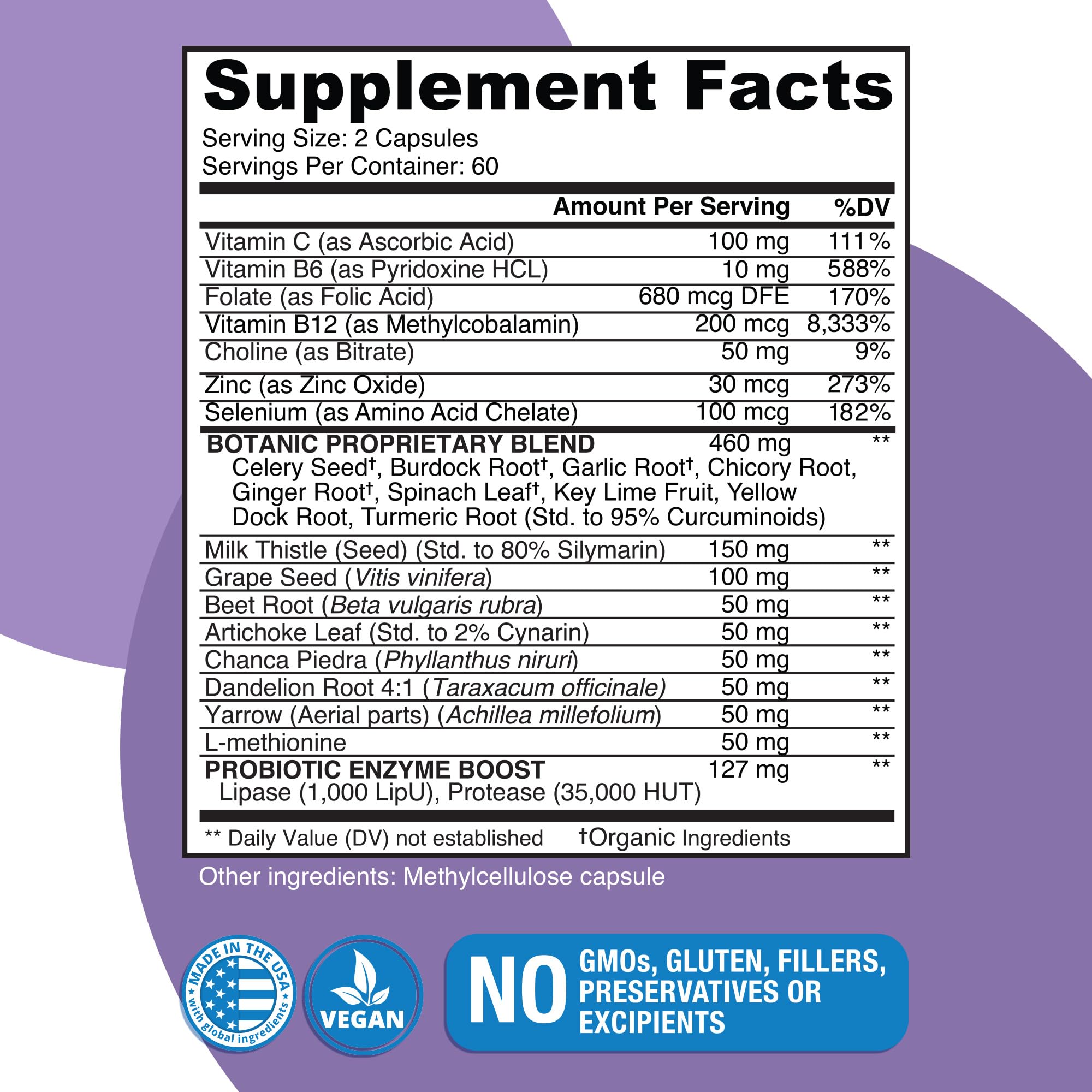 Naticura Liver Cleanse Plant-Based Formula - Vegan Full Spectrum Supplement with Milk Thistle, Vitamin C and Zinc for Liver Function and Immune Support - 120 Capsules