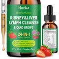 24-in-1 Kidney & Liver, Lymph Cleanse Detox & Repair Drops, Three Immune Formula with Cranberry, Milk Thistle, Vegan Urinary Tract & Lymphatic Drainage