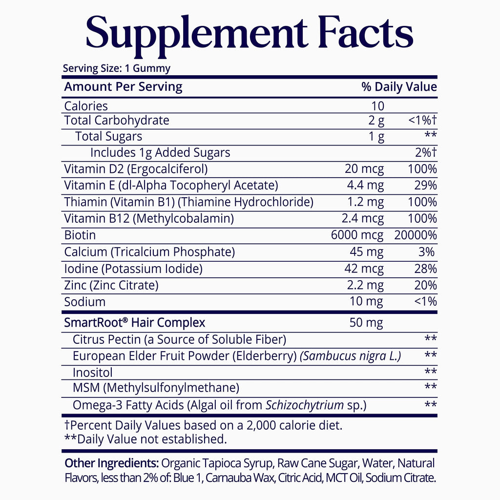 Sugarbear Hair Vitamin Gummy 2 Month Supply Extra Strength Biotin 6000mcg, Growth for Men & Women, Vegan Vitamin B12, MSM, Inositol, Omega 3, Elderberry, Certified Kosher, Halal, Cruelty-Free