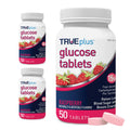 TRUEplus Glucose Tablets, Chewable, Raspberry Flavor, 15g Fast-Acting Carbohydrates, Fat Free, Gluten Free, Boost Energy, 50 Count, 3 Bottles