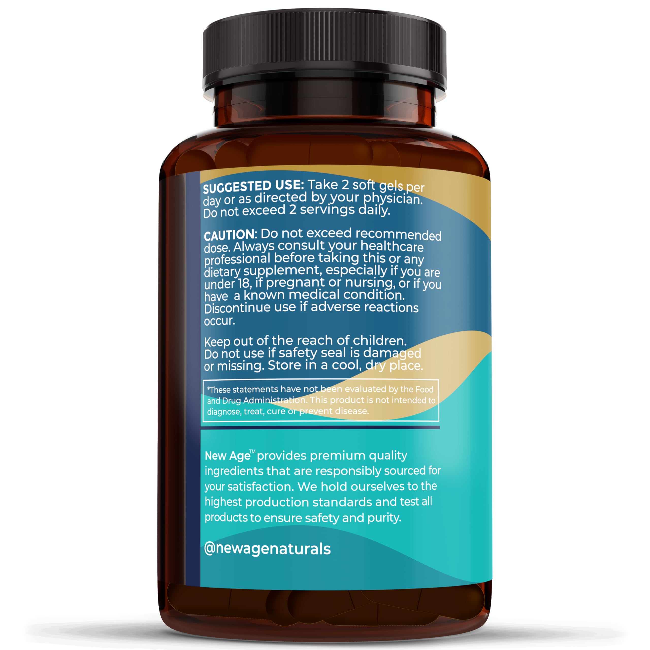 NEW AGE Omega 3 Fish Oil Supplement - Non GMO - EPA, DHA Fatty Acids Gluten Free (270 Softgels (Pack of 3))