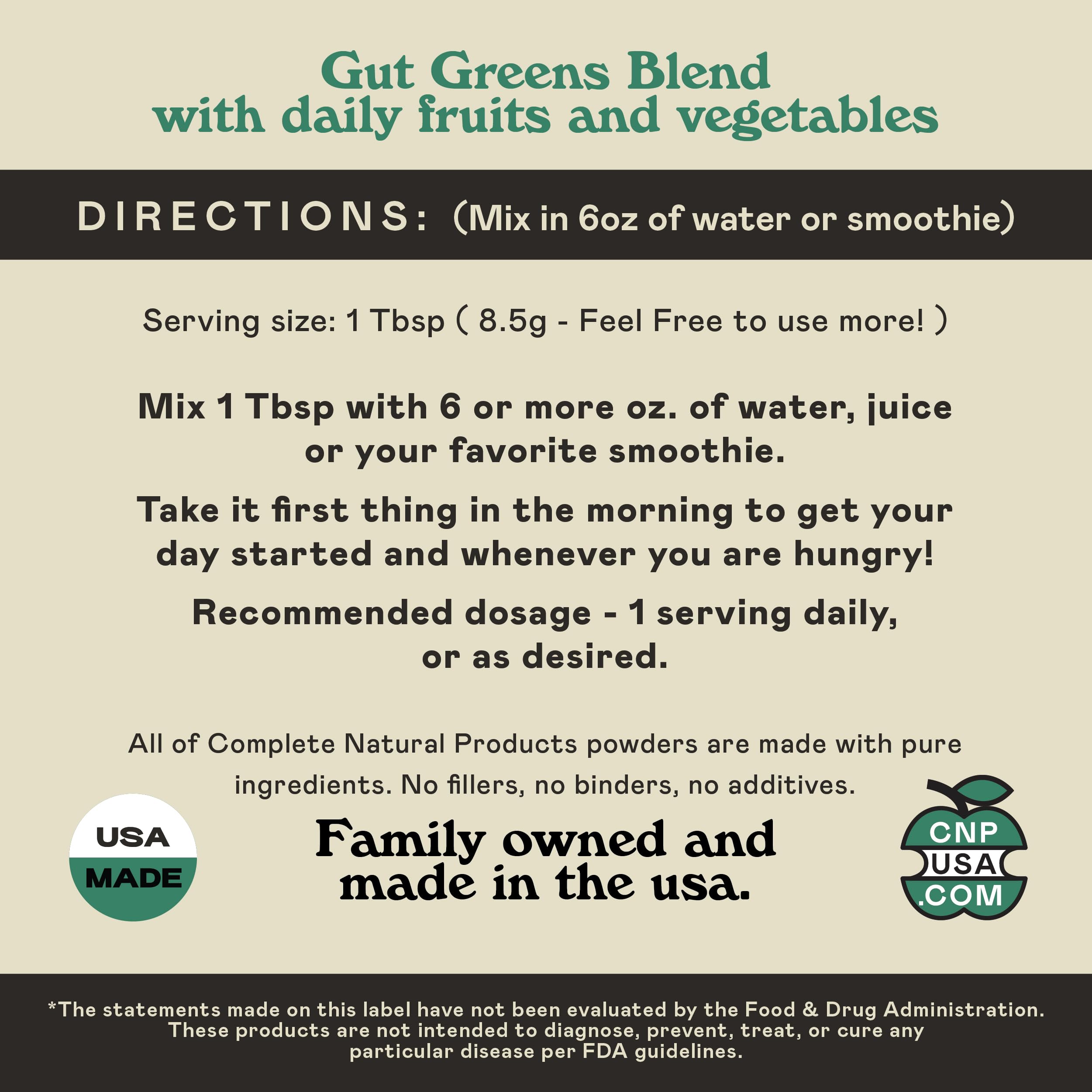 Gut Greens Superfood Powder Formula Supplement - Amazing Raw Digestive Enzyme Supplements Grass Mix, 9oz, 30 Servings