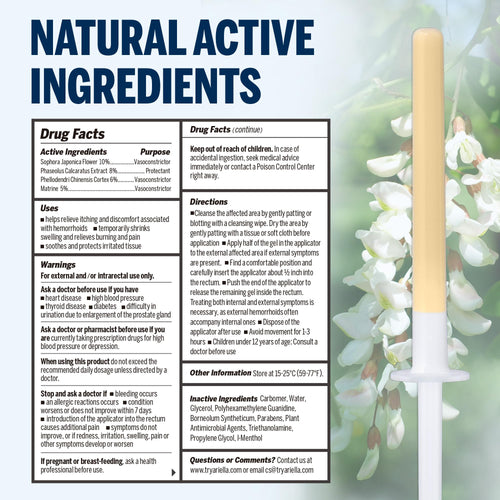 Ariella Hemorrhoid Treatment Suppository Gel: Natural & Herbal - Relieve Itching Burning Discomfort - Internal Relief - New Rounded Applicator - Nighttime Use (Pack of 12) AriellaBuy Supplements Australia