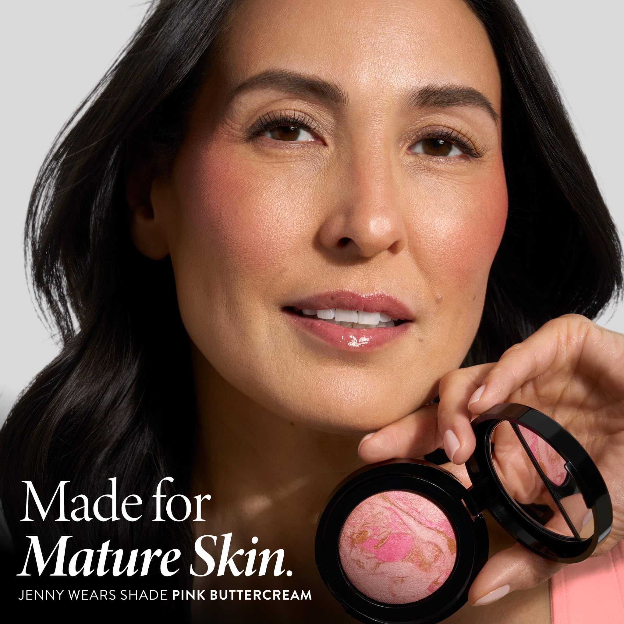 LAURA GELLER NEW YORK Baked Blush-n-Brighten for Mature Skin - 04 Cherry Custard - Powder Blush Won't Settle into Fine Lines - Buildable Natural Finish – Longlasting Formula - Made in Italy