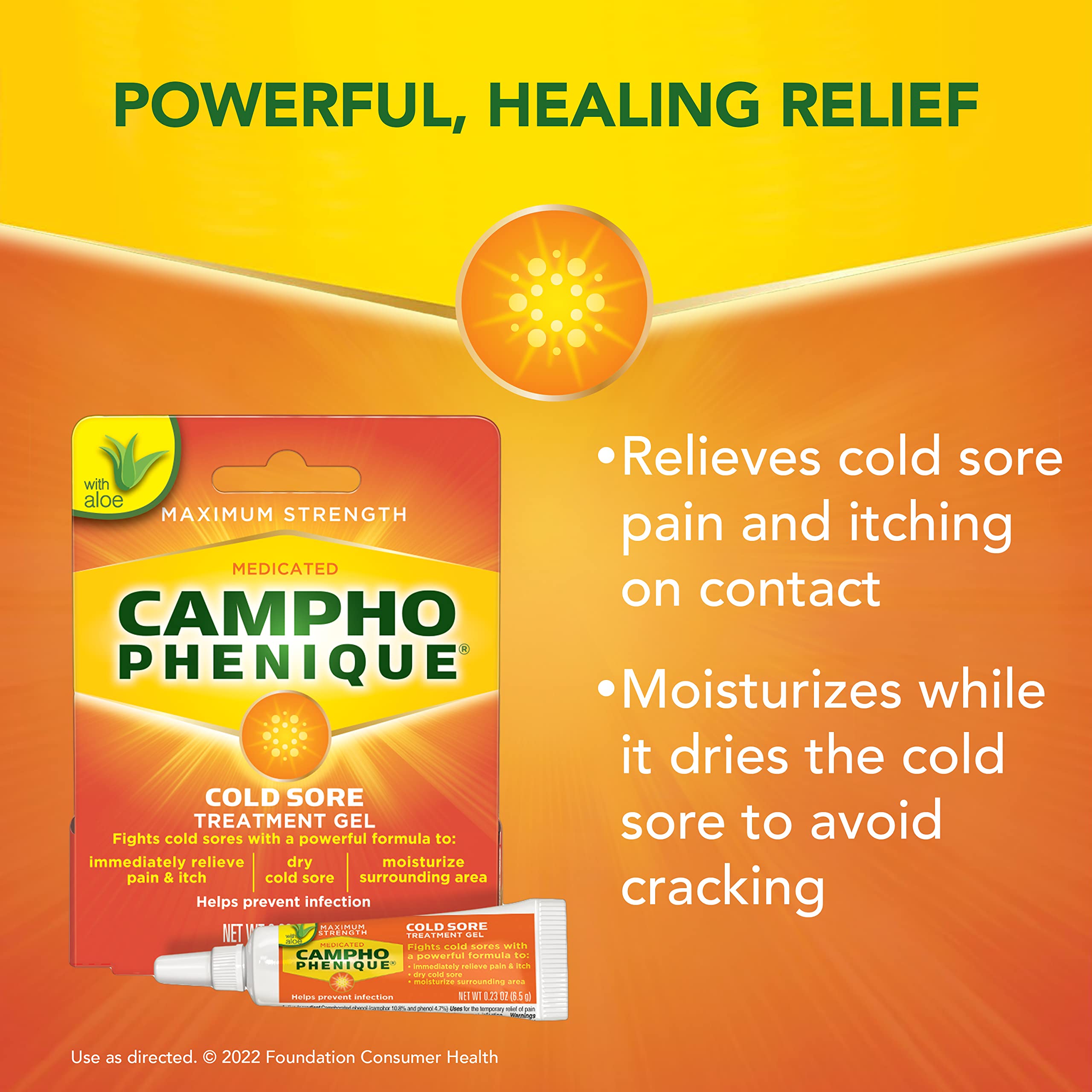 Campho Phenique Cold Sore and Fever Blister Treatment for Lips, Maximum Strength Provides Instant Relief, Helps Prevent Infection To Promote Healing, Original Gel Formula, 0.23 Oz Campho-Phenique buy supplements Au