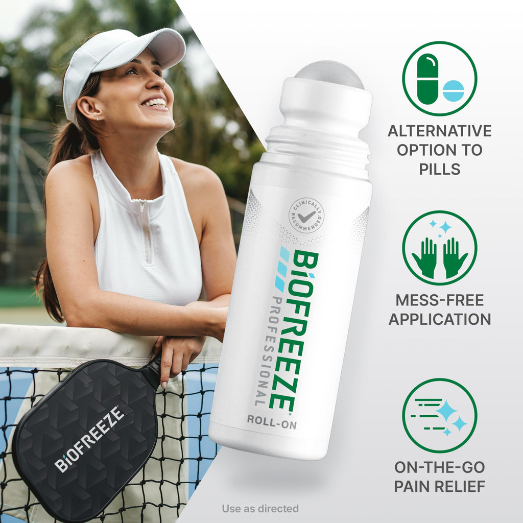 Biofreeze Professional Pain Relief Roll On, Knee & Lower Back Pain Relief, Arthritis Pain Reliever, Neck Pain Relief, Cooling Joint Pain Relief, Roll-On Menthol Gel 3 Fl Oz (Pack of 2) BiofreezeBuy Supplements Australia