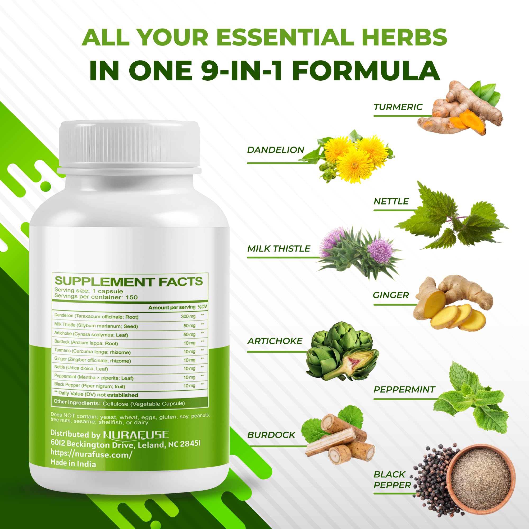 Dandelion Milk Thistle Artichoke Burdock Turmeric - Support Liver Health, Support Digestive Aid
