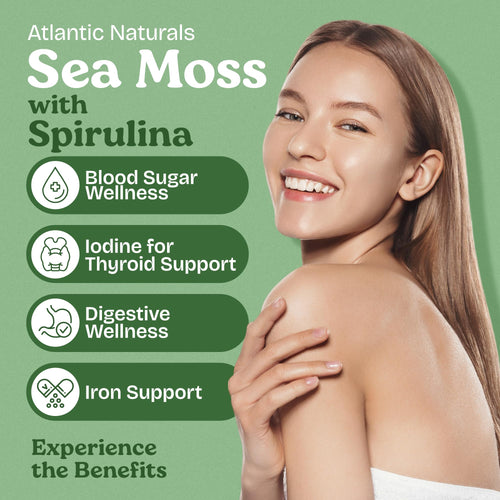 Atlantic Naturals Sea Moss with Spirulina Superfood Capsules - Multivitamin Supplement Supports Healthy Iron and Immune Health, Alternative to Seamoss Gel and Powder