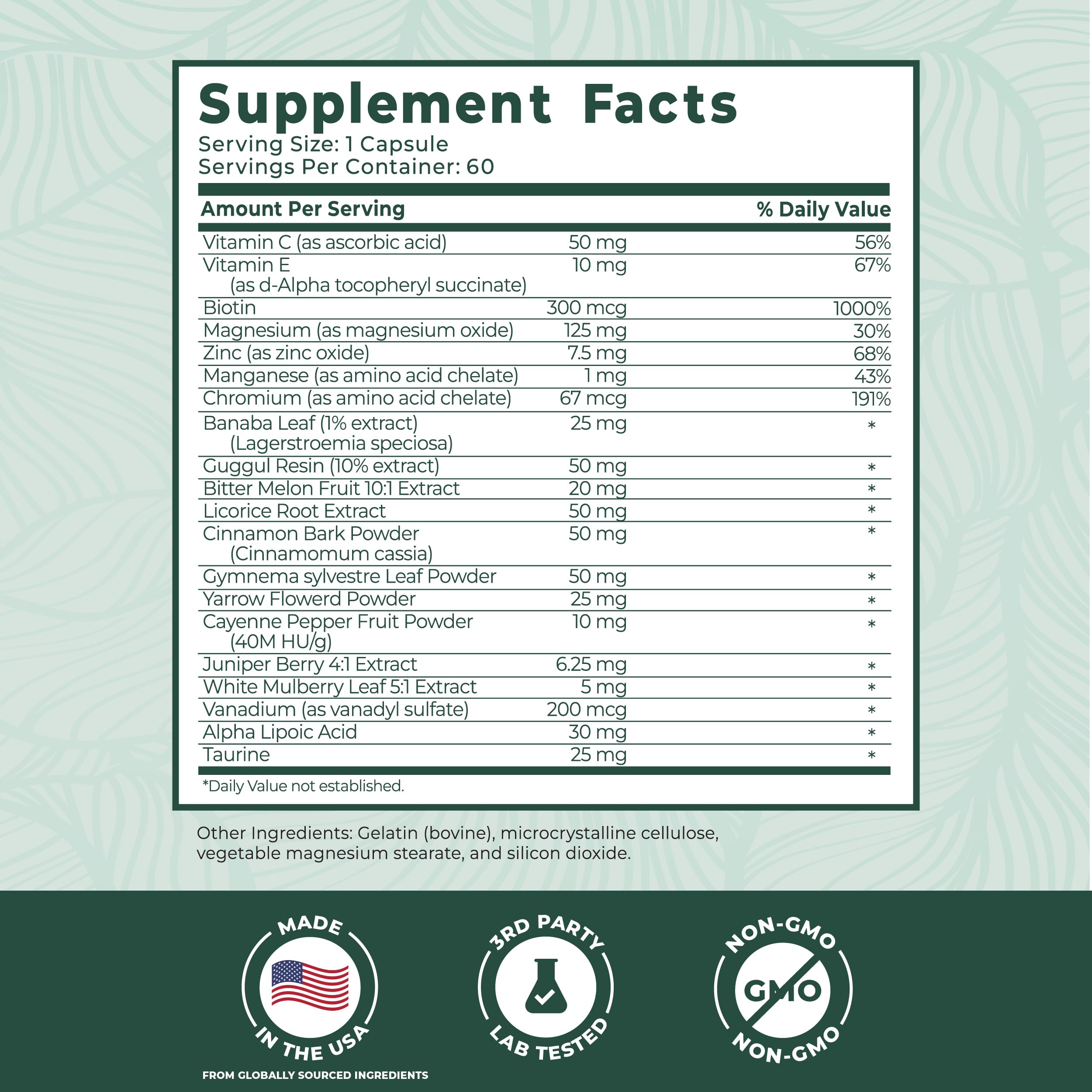 PurePremium Normal Blood Sugar Support Supplement - 20 Active Ingredients Complex to Support Blood Sugar Levels Already in The Normal Range - with Cinnamon
