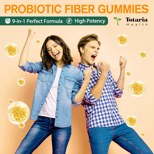 9-in-1 Probiotic Prebiotic Fiber Gummies for Adults & Teens, Fiber Supplement Pro with 5 Billion CFU Bacillus Coagulans, Psyllium Husk, FOS, Inulin, ACV for Digestion