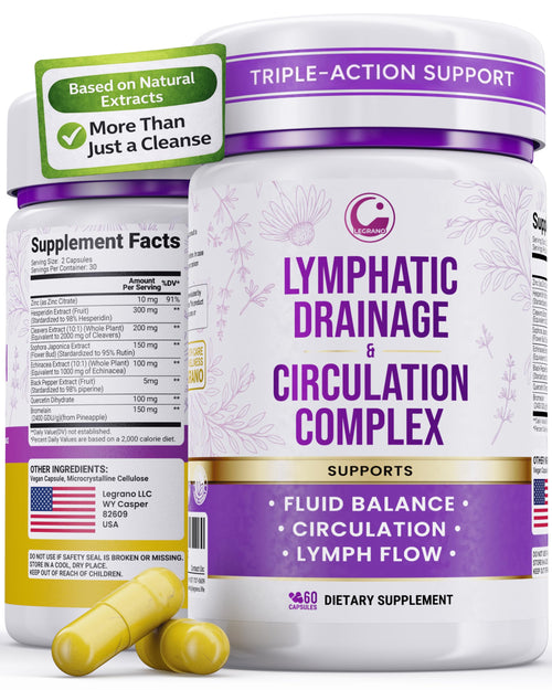 Advanced Lymphatic Drainage Supplements – Lymphatic Cleanse & Lymph System Support with Hesperidin, Rutin, Quercetin with Bromelain – Herbal Lymphatic Support Formula – 60 Capsules LEGRANO buy supplements Au