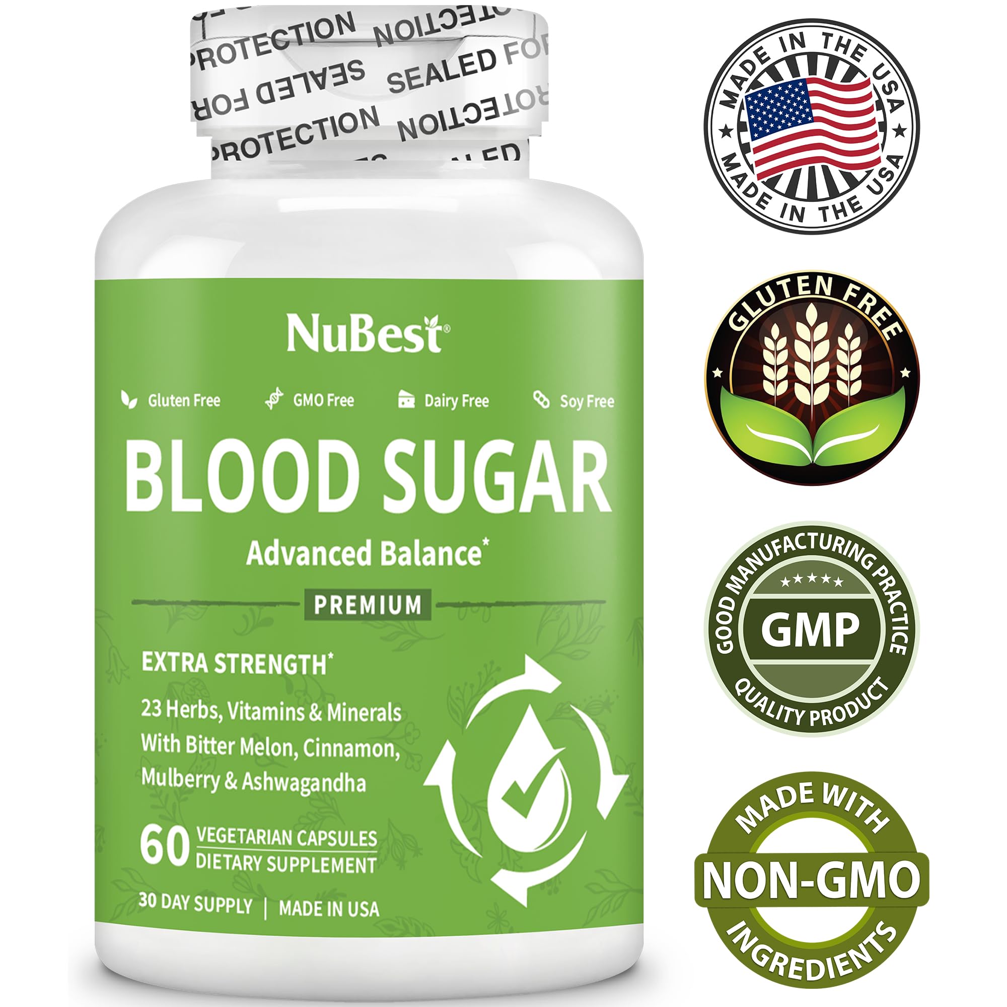 Blood Sugar - Advanced Formula with Bitter Melon, Ashwagandha, Cinnamon, Chromium, Magnesium, Vitamins, Alpha Lipoic Acid, Cayenne Pepper & More