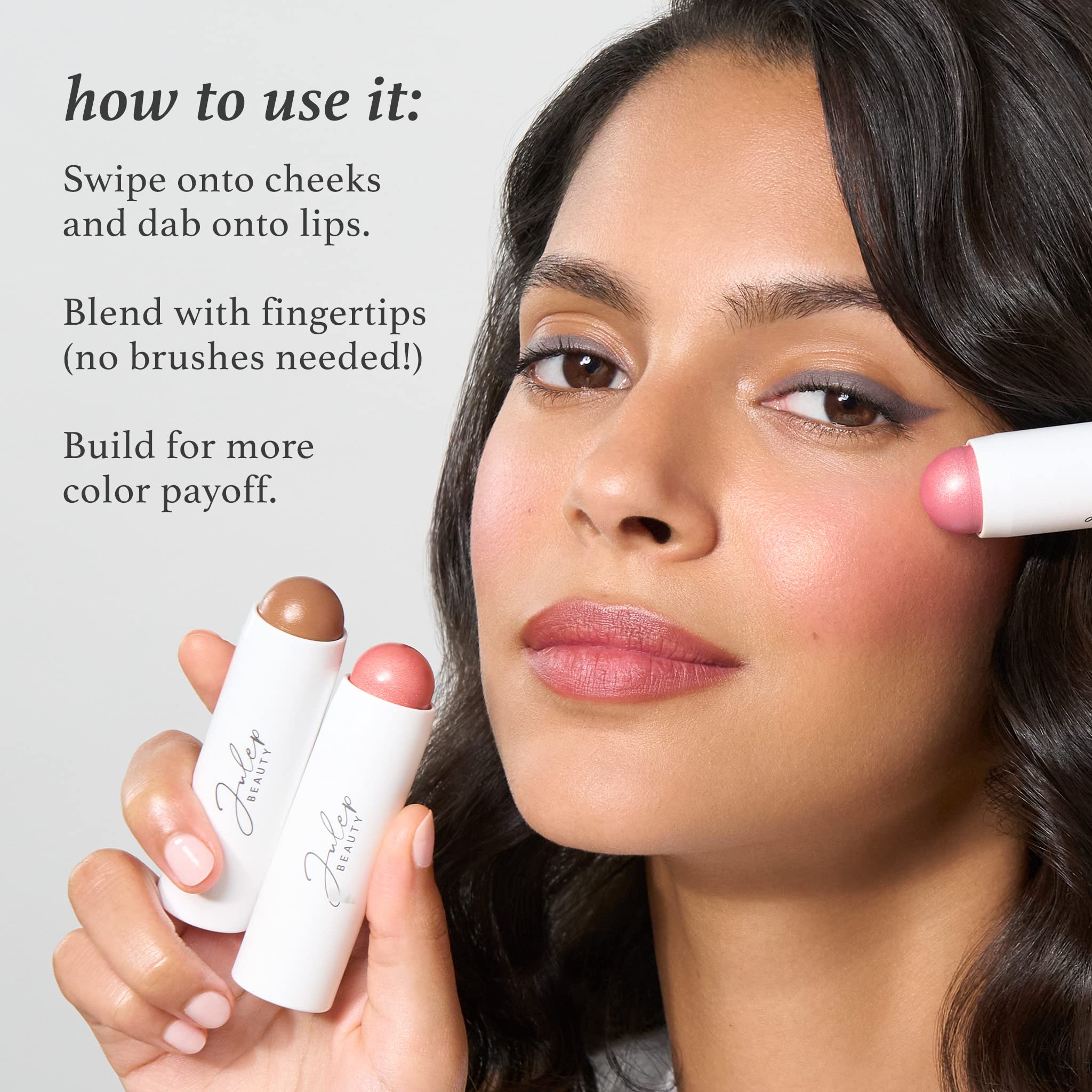 Julep Skip The Brush Cream to Powder Blush Stick - Desert Rose - 2-in-1 Cream Blush and Lip Color Stick - Blendable, Buildable Cheek Formula, No Brush Required, Cruelty-Free, For All Skin Types