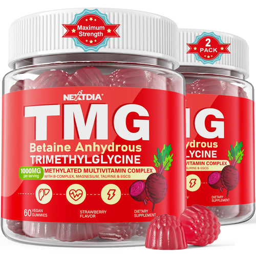 2Pack TMG Gummies 1000mg Betaine Anhydrous + Methylated Multivitamin & B Complex Methylated(Methylfolate B12 B6), Magnesium, Taurine - Essential Trimethylglycine for Homocysteine Levels, Brain, Energy NextdiaBuy Supplements Australia