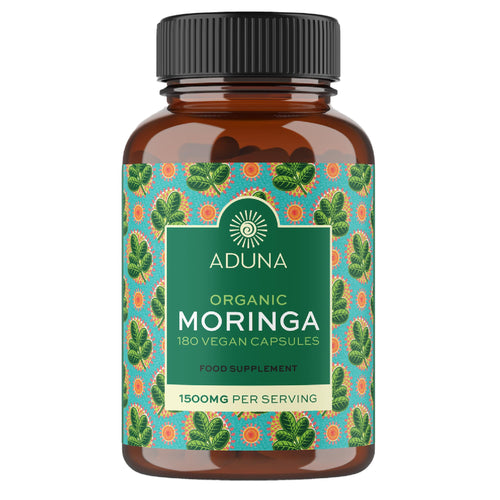 Aduna Organic Moringa Capsules 1500mg | 100% Pure Moringa Leaf for Energy, Immunity & Focus | Natural Plant-Based Food Supplement for Tiredness, Recovery & Breastfeeding | 180 Vegan Capsules AdunaBuy Supplements Australia