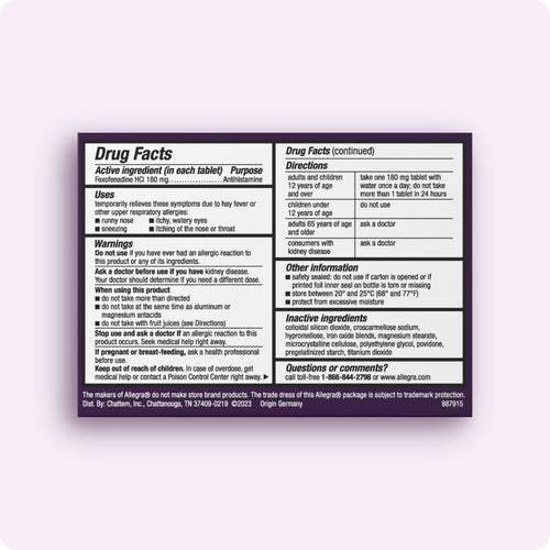 Allegra Adult 24-Hour Allergy Relief Tablets, Non-Drowsy Indoor and Outdoor Allergy Medicine, 180 mg Fexofenadine HCI Antihistamine Pill, 90 Count Plus 1 Count Travel Pack Allegra buy supplements Au