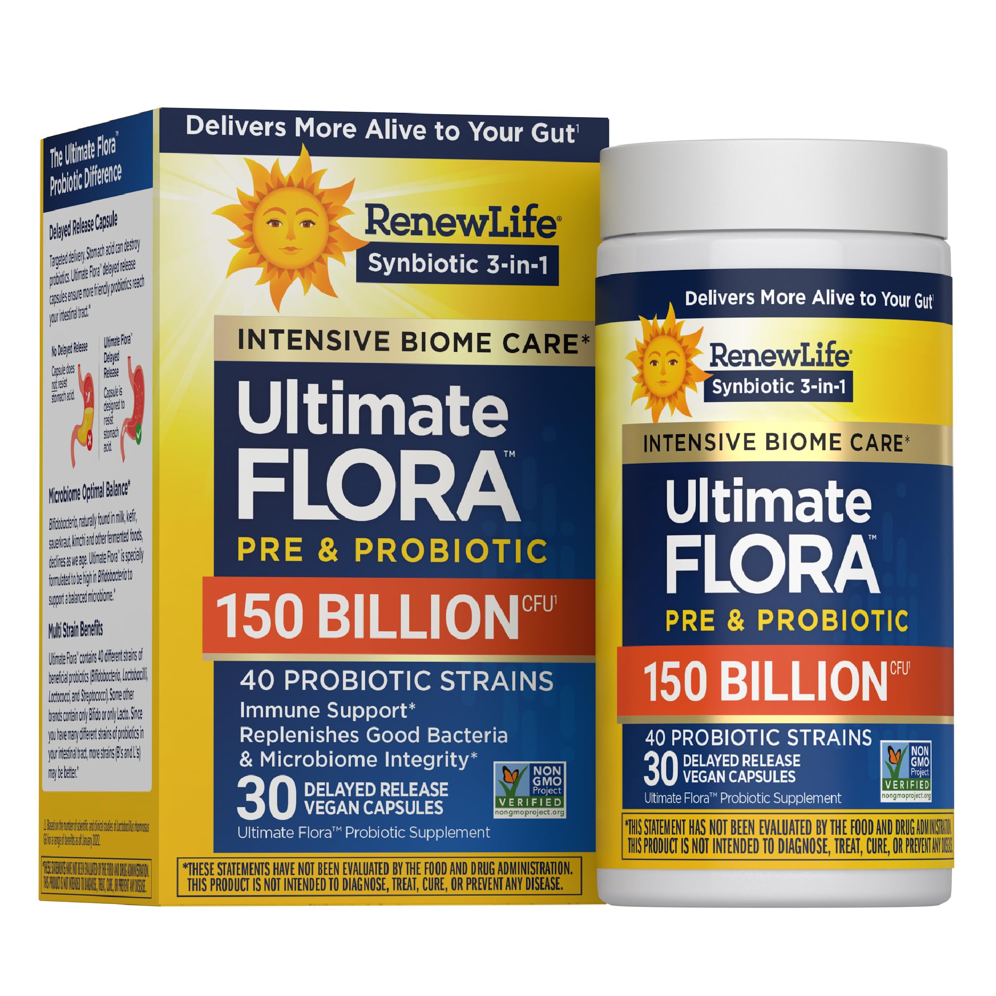 Renew Life Ultimate Flora Adult Ultimate Care Probiotic, 150 Billion, 30 Caps (Package May Vary)