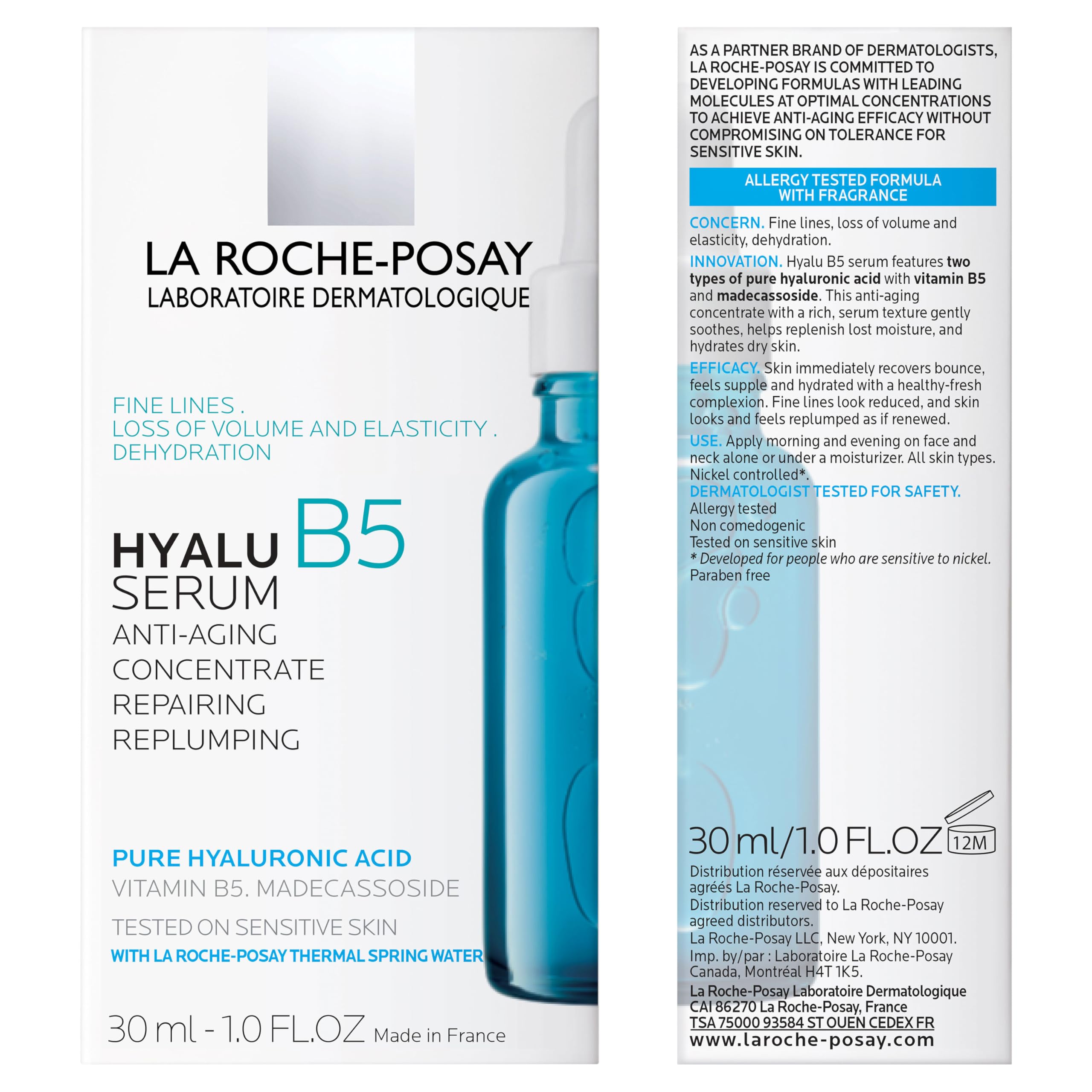 La Roche-Posay Hyalu B5 Suractivated Hyaluronic Acid Serum for Face, Vitamin B5 + Hyaluronic Acid + Glycerin, Hydrating Serum Visibly Plumps Skin,