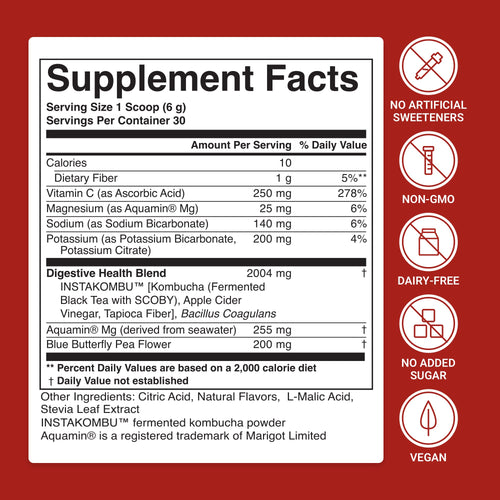 ACTIVATEDYOU Daily Digestive Tonic Kombucha - Support Healthy Digestion & Youthful, Long-Lasting Energy- Prebiotic Fiber, Probiotics, Postbiotics, Vitamin C, Berry Lemonade Flavor (30 Servings) ACTIVATEDYOU buy supplements Au
