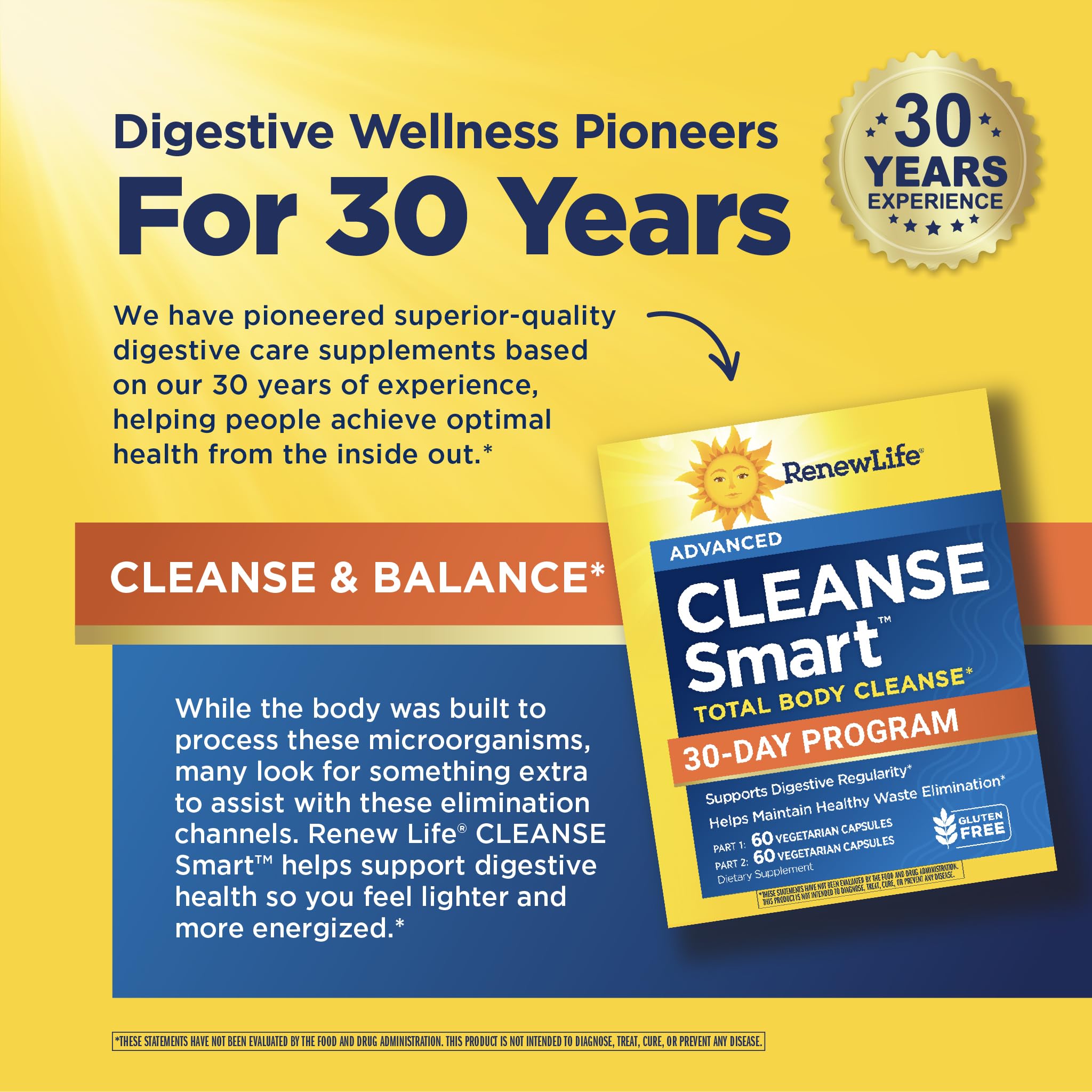 Renew Life Cleanse Smart Advanced Total Body Program, 2-Part Detox Cleanse Promotes Digestive Regularity and Supports Waste Elimination, Herbal Blend
