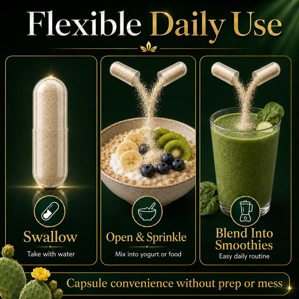 Natural Home Cures Premium Freeze-Dried Nopal Cactus Capsules, Mountain-Grown in Mexico, Whole Prickly Pear Cactus Powder Supplement, No Fillers