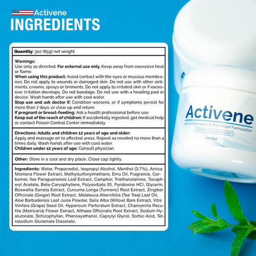 Activene Pain Relief Cream - Anti Inflammatory formulation with Powerful Arnica, Menthol & MSM for Joints, Tendons & Muscles. Chosen by Sufferers of Arthritis, Knee, Shoulder, Neck, Back & Other Pains ActiveneBuy Supplements Australia